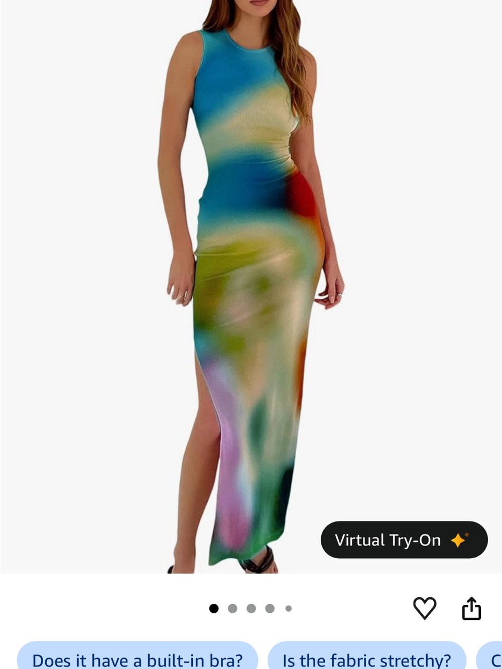 Sleeveless Teal Blur-Print Maxi Dress